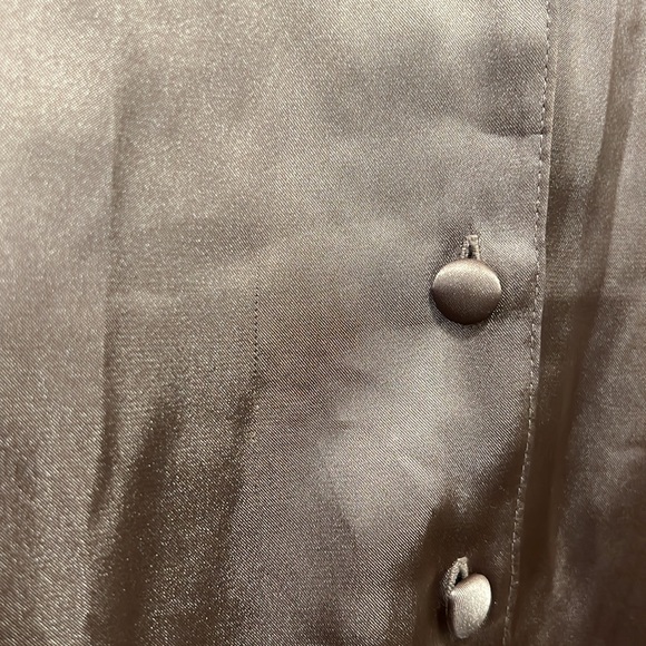 SOLD - Vintage bronze khaki satin button up blouse - Picture 5 of 5
